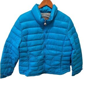 Calvin Klein Packable Premium Down Lightweight Puffer Coat Blue Sz XL Travel